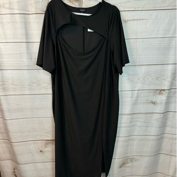 Torrid Black Bodycon Cutout Studio Knit Leg Slit Mini Dress Size 4X - Picture 5 of 10